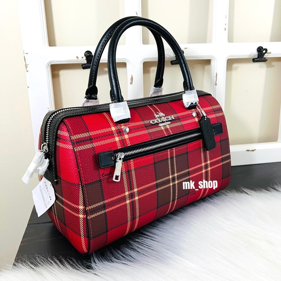 COACH Tartar Plaid Rowan Satchel Crossbody - Picture 3 of 12